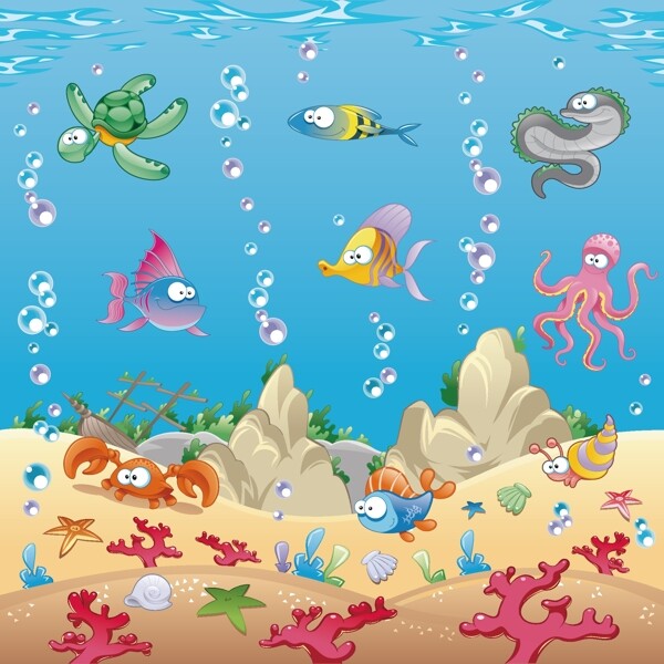海洋世界动物矢量图片