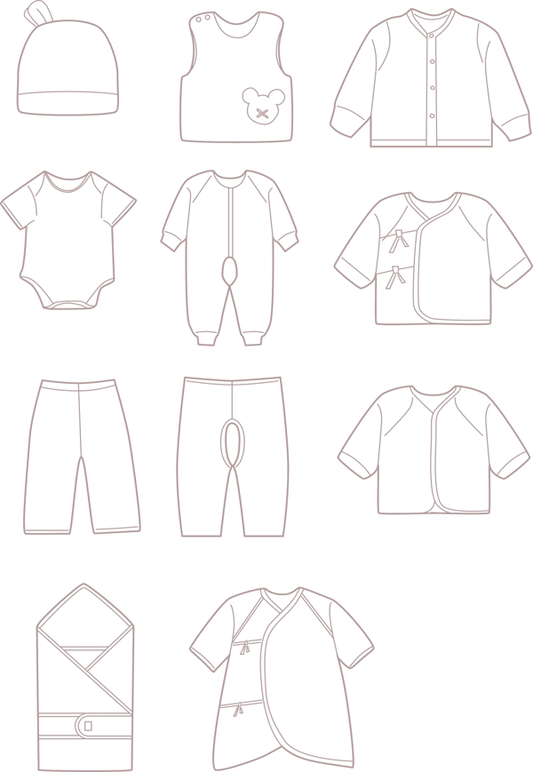 寶寶矢量線性衣服分層素材