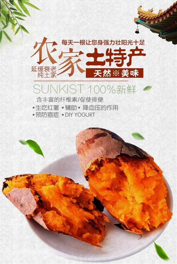 农家土特产特色餐饮美食宣传海报设计