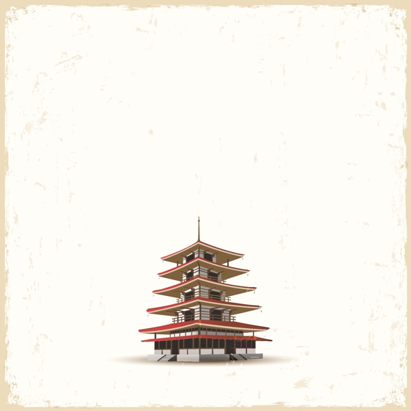 日本的寶塔在垃圾背景