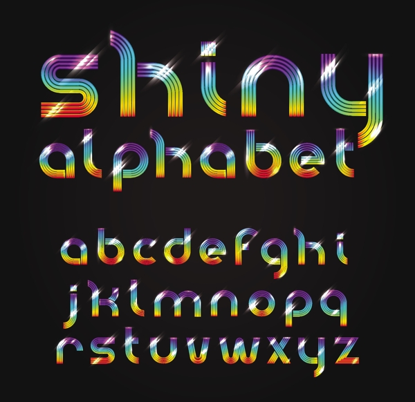 彩色英文字母數(shù)字字體設(shè)計矢量素材