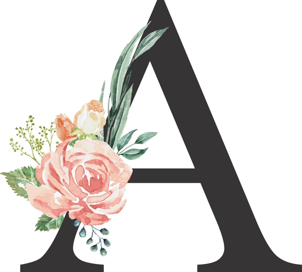 创意婚礼季字母A浪漫花朵