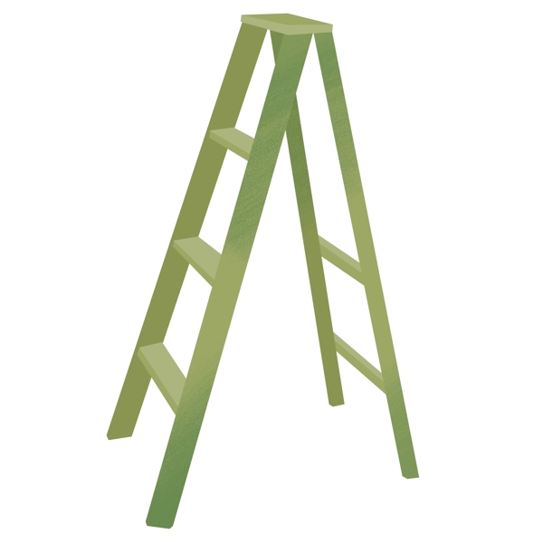 绿色的木质楼梯插画