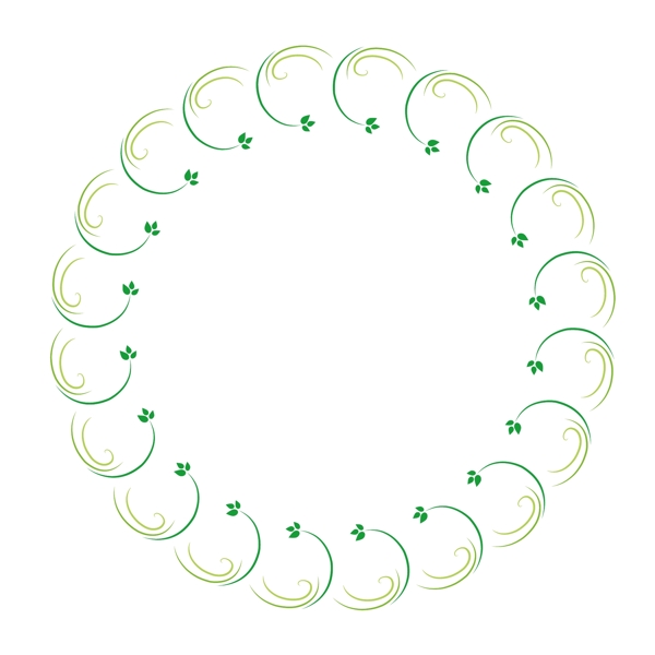 矢量卡通扁平化圆形绿叶边框