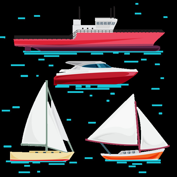 帆船游艇插图免抠png透明图层素材