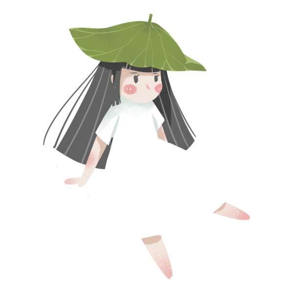 可愛風(fēng)白衣女孩插畫人物元素