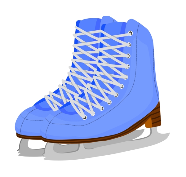 手绘蓝色溜冰鞋插画