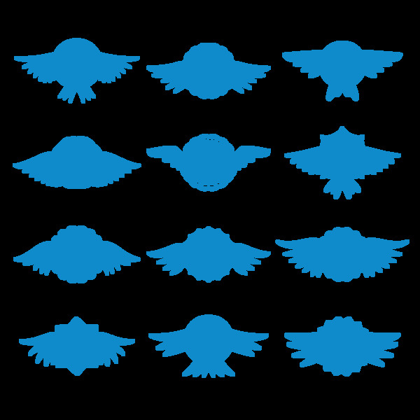 蓝色调抽象翅膀免抠png透明图层素材