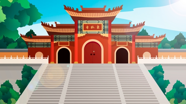 中国风历史建筑东林寺