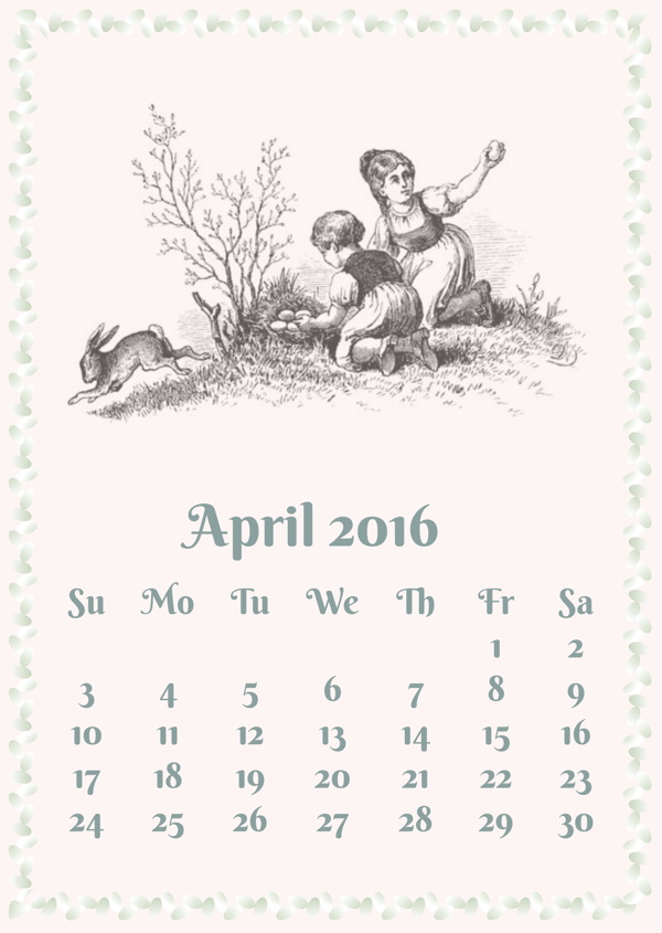 复古2016年4月日历图片