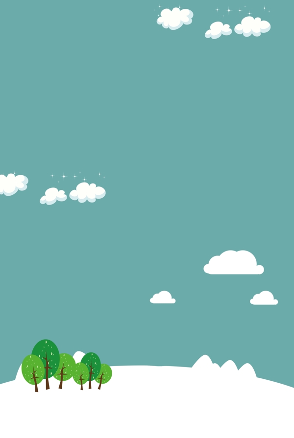 手繪綠色植物風(fēng)景插畫(huà)背景