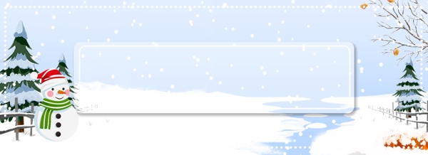 创意冬季雪人场景banner背景
