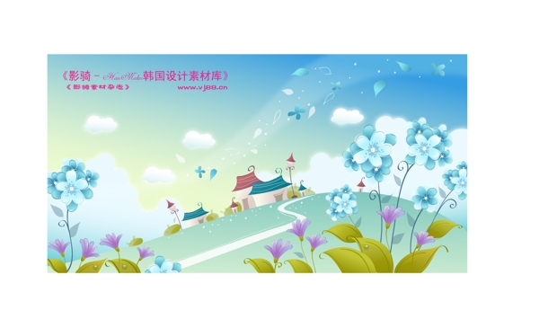 夢幻風景HanMaker韓國設計素材庫背景花紋底紋抽象線條
