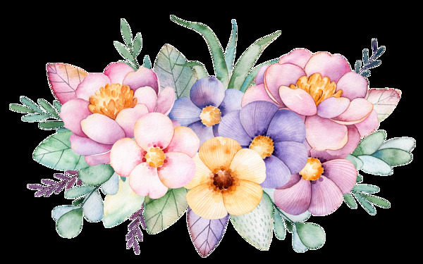 卡通花卉透明装饰图案