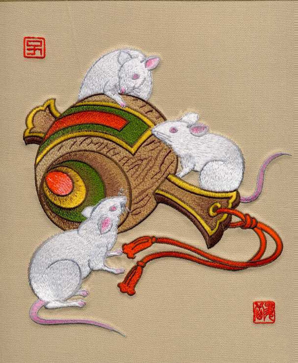 繡花老鼠牌子十二生肖免費(fèi)素材