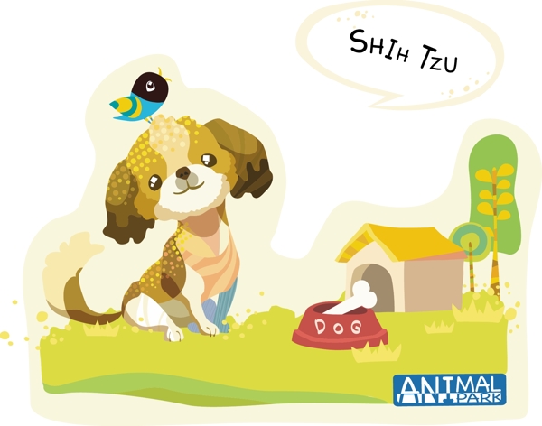 可愛西施犬矢量素材