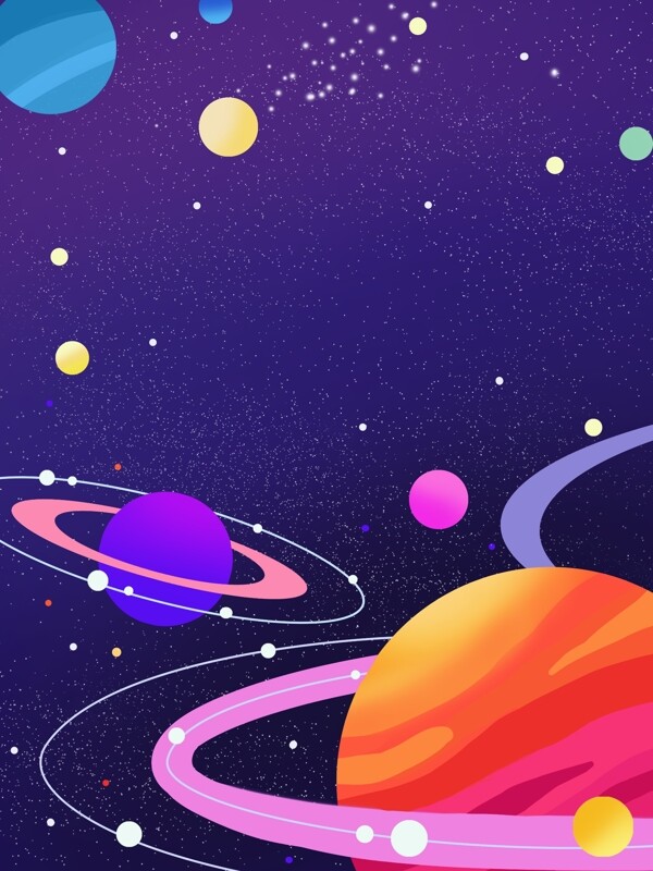 紫色夢(mèng)幻星空宇宙插畫背景