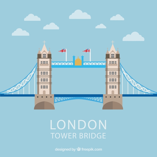 扁平伦敦大桥插画