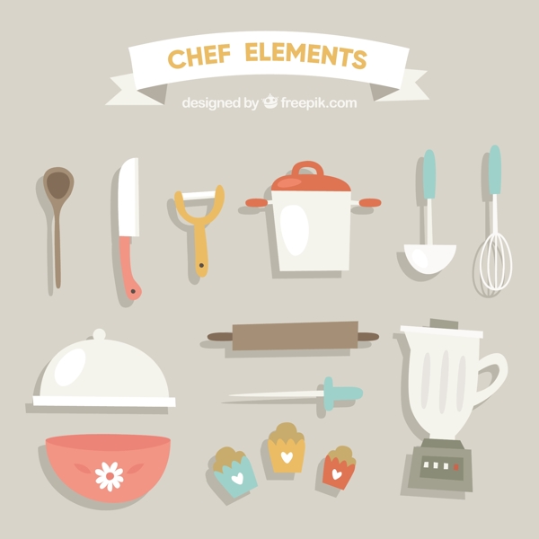 各种厨房元素平面设计素材