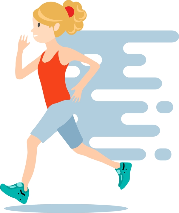 运动健康跑步女孩扁平卡通设计