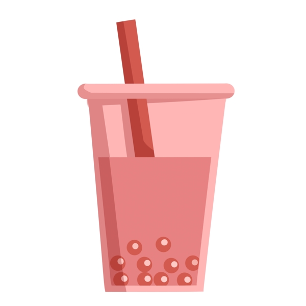 手绘粉色的奶茶插画