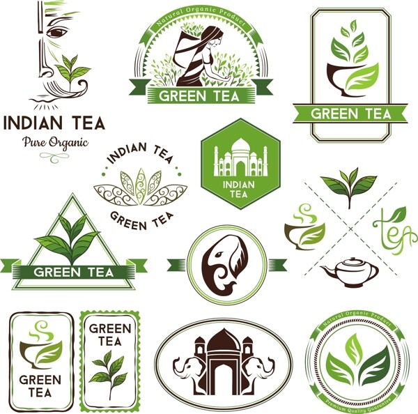 綠色茶葉矢量素材