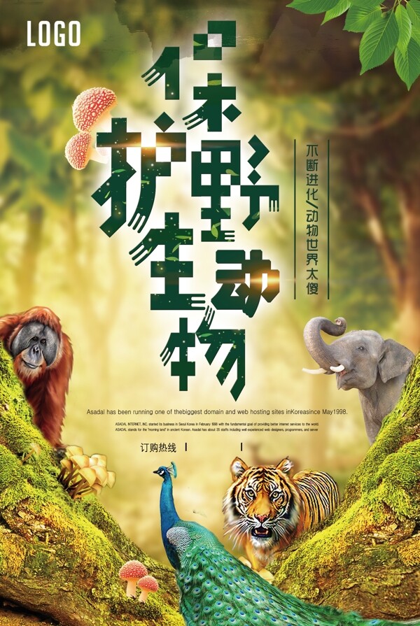 保护野生动物公益创意海报