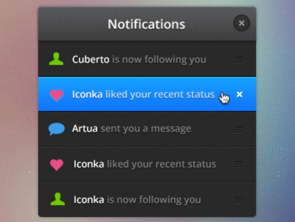 Notifications手機UI