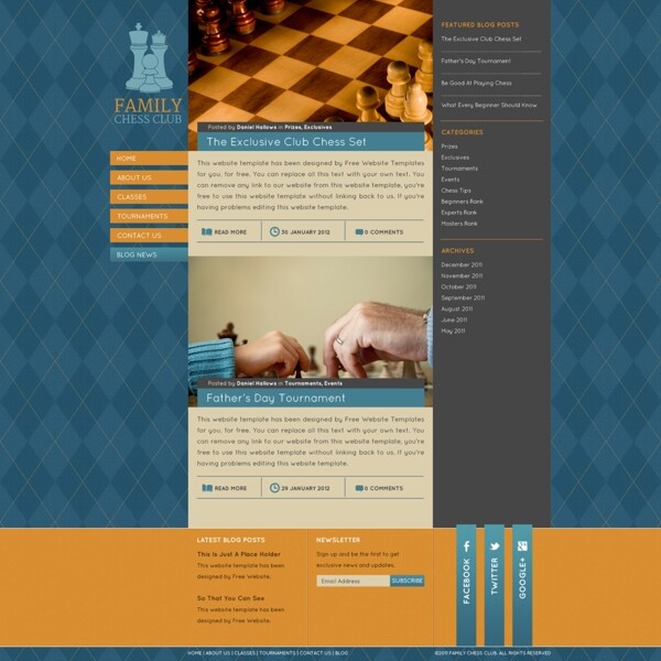 国际象棋网站模板PSD