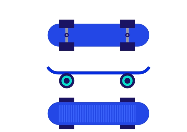 蓝色滑板装饰素材