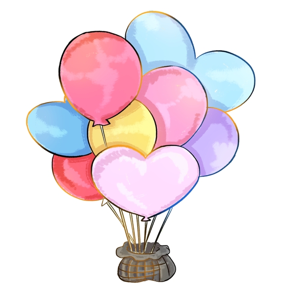 百日宴气球花束粉色蓝色黄色紫色小清新图标