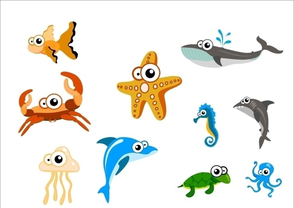 Q版动漫海底动物图片