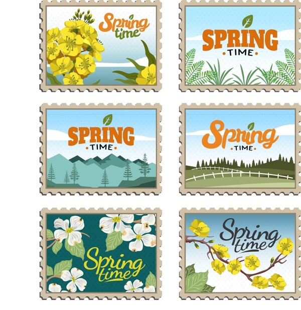 春季春天元素邮票