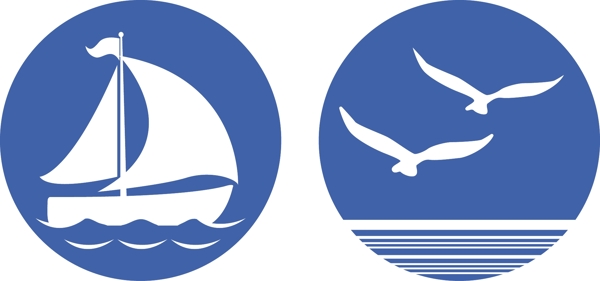 海上小船海鸥图标