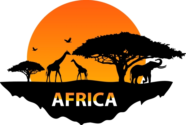 非洲矢量太阳海报