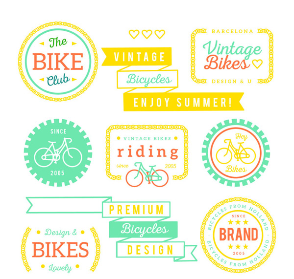 单车运动标签矢量图片