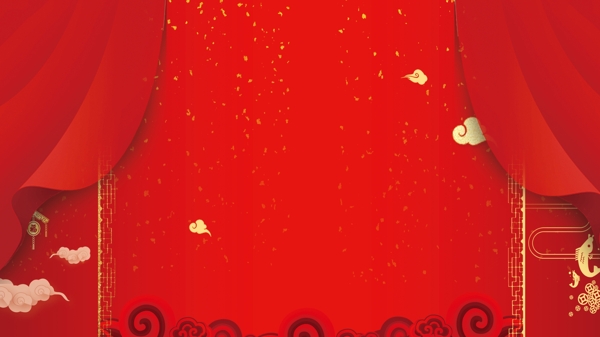 大气中国红欢度春节展板背景