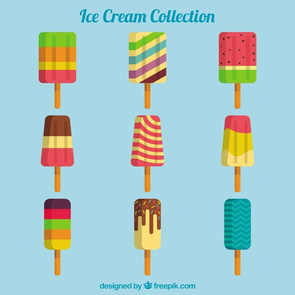 九种彩色冰淇淋的选择