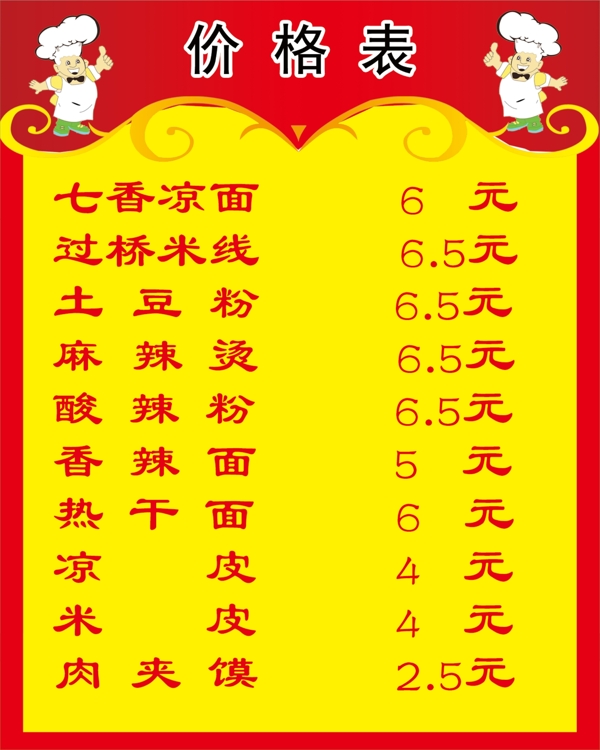 價格表背景合層圖片