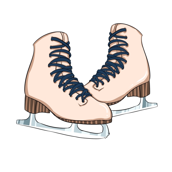 女孩淡粉色冰刀滑冰鞋
