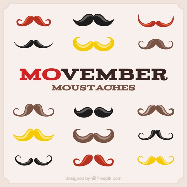 彩色Movember胡子收藏