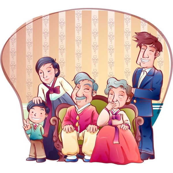 卡通韓國家庭矢量素材