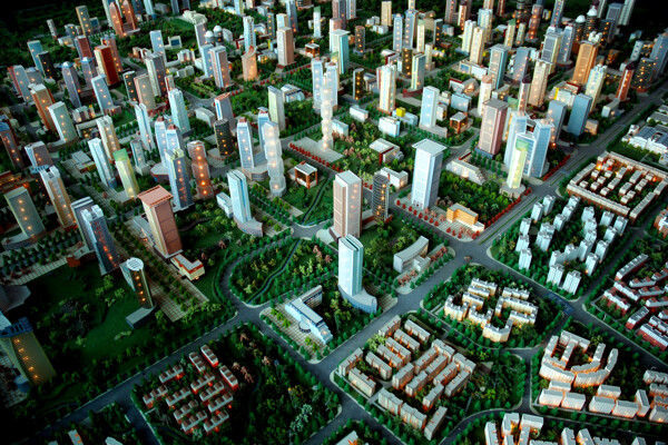 地产高层小区建筑模型图片