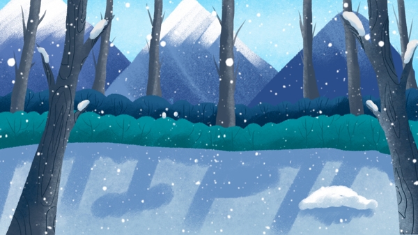 冬季雪景插画广告背景