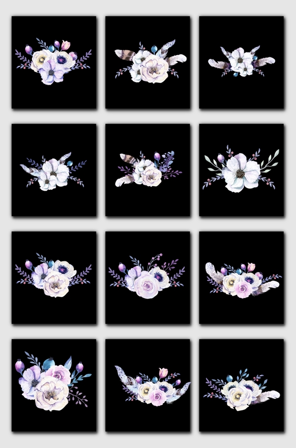 高清免抠紫色素雅装饰花卉