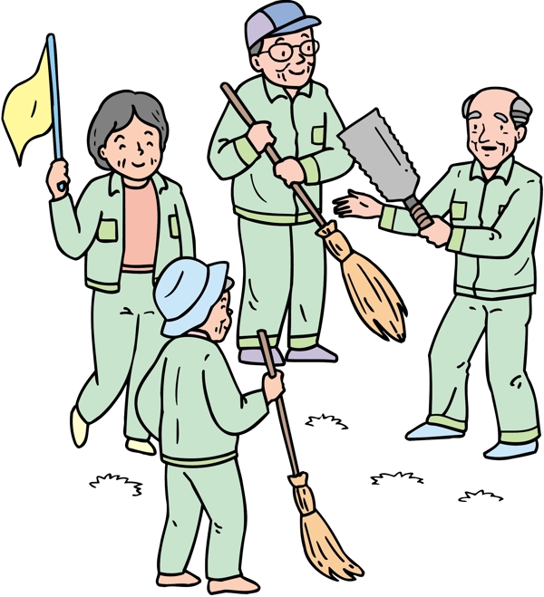 插畫卡通人物環(huán)保工人