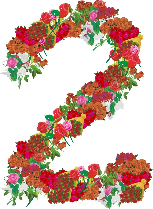 玫瑰花组成的数字2图片