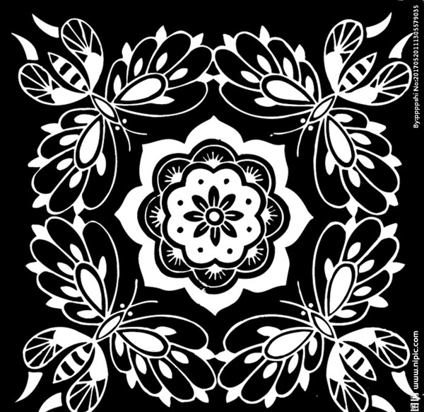 中国古典黑白蝴蝶纹样