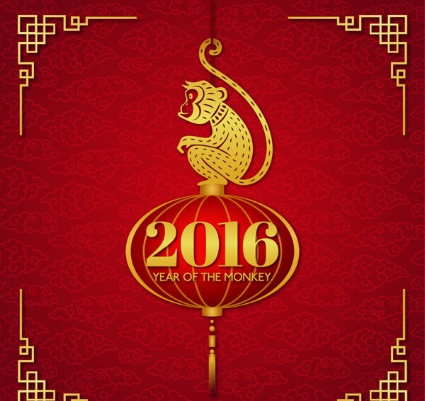 2016年金猴賀卡矢量素材下載