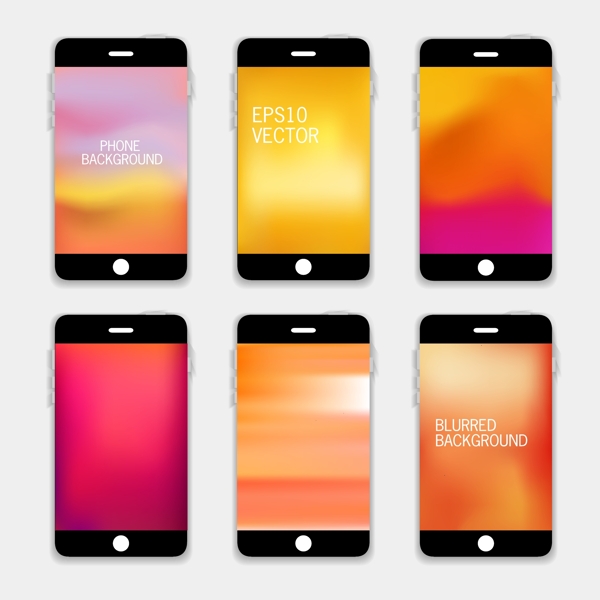 六款时尚彩色手机网页UI设计矢量素材